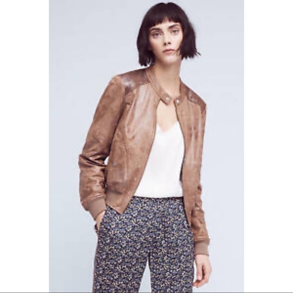 Hei Hei Brown Faux Leather Bomber Jacket